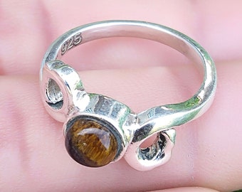 925 Sterling Silver Tiger Eye Ring, Sterling Silver, Statement Ring, Natural Stone Ring, Tiger Eye Ring, Tiger Eye Gemstone, June Birthstone