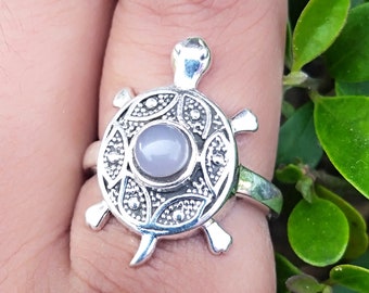 Rainbow Moonstone Ring, 925 Sterling Silver Tortoise Ring, Sea Turtle Ring, Moonstone Ring, Handmade Jewelry, Unisex Ring, Birthday Gift