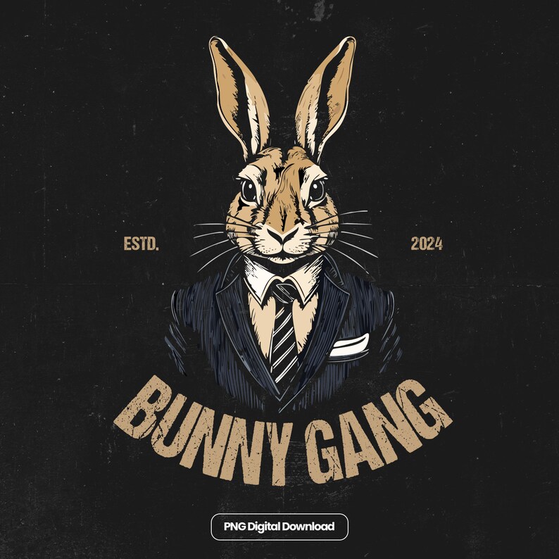 Gank Rabbit Bunny Gang Emblem Stylish Rabbit T-shirt Design Retro Vintage ...