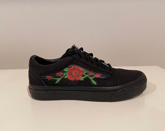 black vans with roses