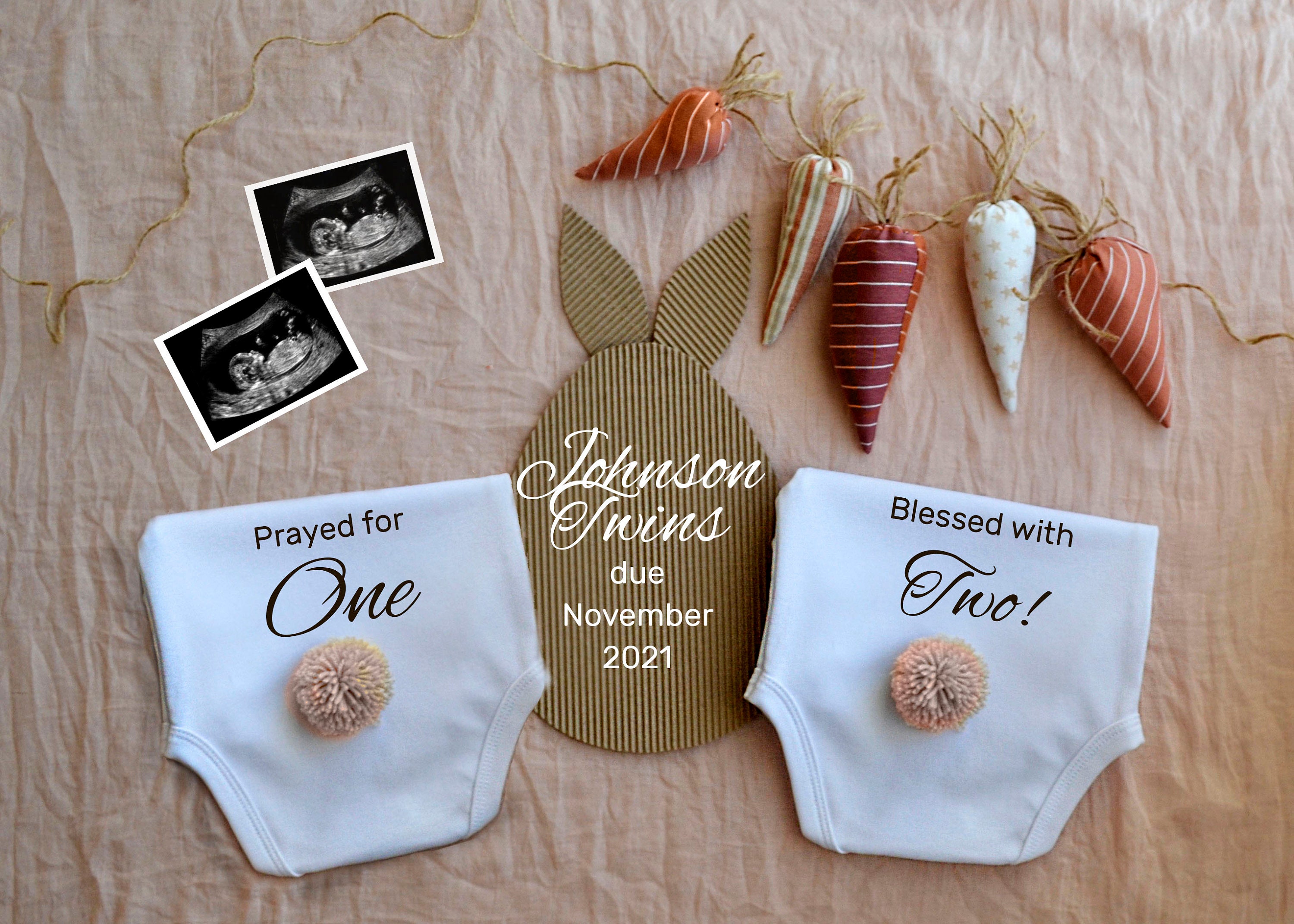 Easter Twins pregnancy announcement digital social media Baby Etsy