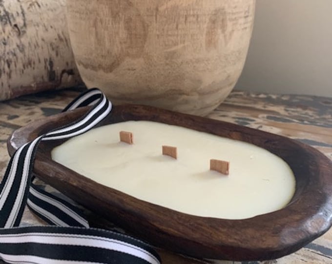 Dough Bowl Candle,Wood Wick Candle,Three Wick Candle,Soy Candle