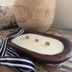 Dough Bowl Candle,Wood Wick Candle,Three Wick Candle,Soy Candle