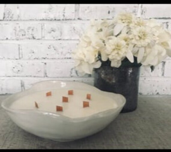 Free Form Raw Edge Ceramic Bowl Candle Bowl Candle White Etsy