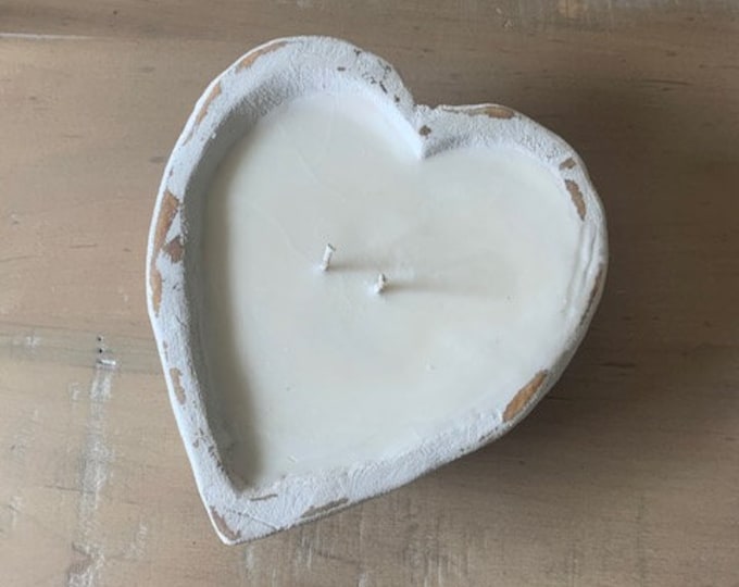Dough Bowl Candle, White Bowl Candle,White Wood Bowl Candle,Heart Dough Bowl, Heart Shaped Dough Bowl
