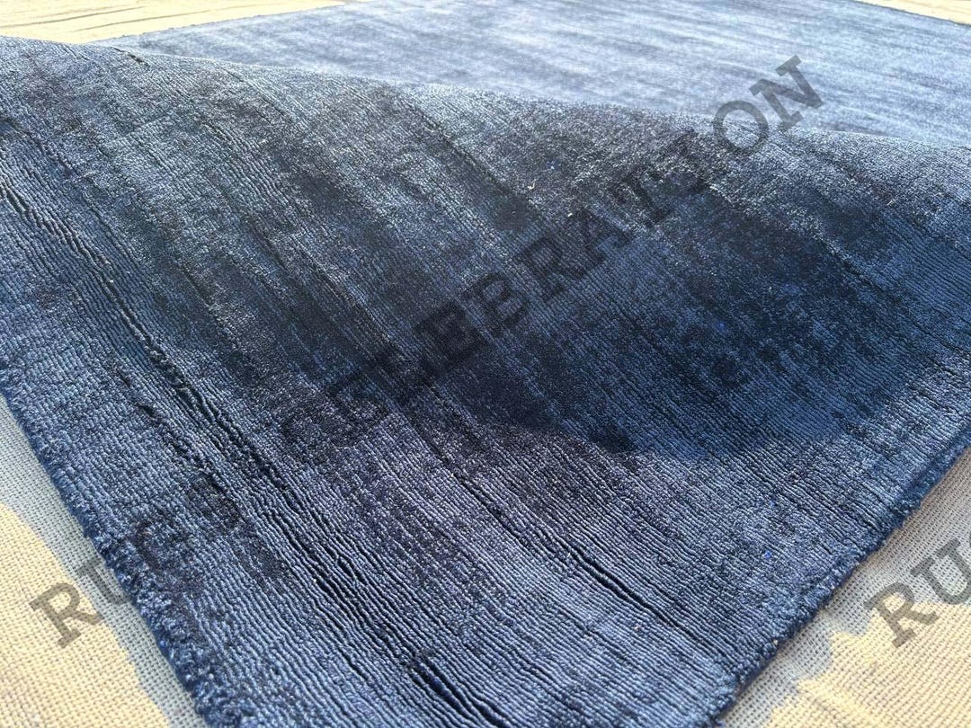Blue Plain Handloom LUXURIOUS High Quality VISCOSE Area Rugs for Your ...