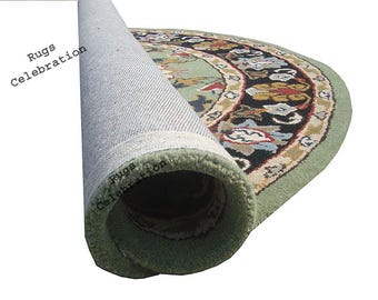 Area Rug Round Multi Traditional Design 100% Soft Wool For Dining room, Bedroom,Living room, Hotels or any room Size Available (4ft to 15ft)