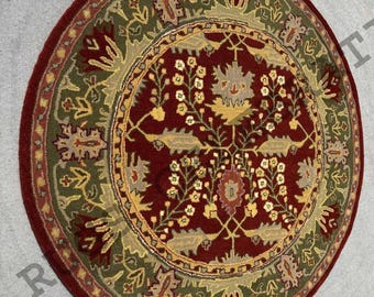 Area Rug Round Multi Traditional Design Wool Area Rug For Bedroom,Livingroom,Hall,Floor.Size Available (4ft-15ft).