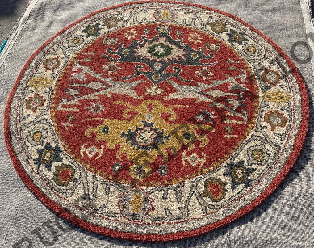 Area Rug Round Multi Traditional Modern Tufted Design Rug Handmade Wool For LivingRoom,Bedroom,Size Available (4ft-15ft).