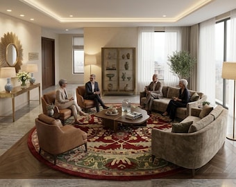 Hand-Tufted Traditional Round Persian Carpet High Quality Color Multi Premium Wool Area Rug For Living Room /Bedroom /Hall / Office Or Home.