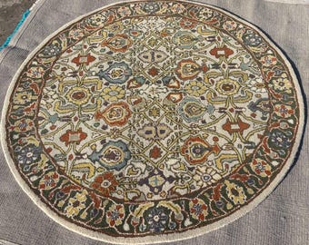 Tappeto rotondo (da 4 piedi a 15 piedi) Colore-Multi Design tradizionale Tappeto di lana di qualità fatto a mano per soggiorno, sala da pranzo, camera da letto, ingresso, arredamento per la casa.
