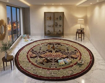 Hand-Tufted Traditional Round Persian Carpet High Quality Color Multi Premium Wool Area Rug For Living Room /Bedroom /Hall / Office Or Home.