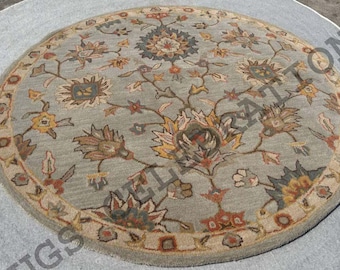 Area Rug Round Multi Traditional Design Wool Area Rug For Bedroom,Livingroom,Hall,Floor.Size Available (4ft-15ft).