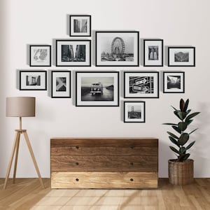Handmade 12-Piece Wall Mount Photo Frame Set for Gallery Art Display - Collage Picture Frames