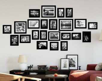 Photo Picture Frame Set - Modern 23 pieces picture photo frame set black frame wall hanging picture frame set home decor