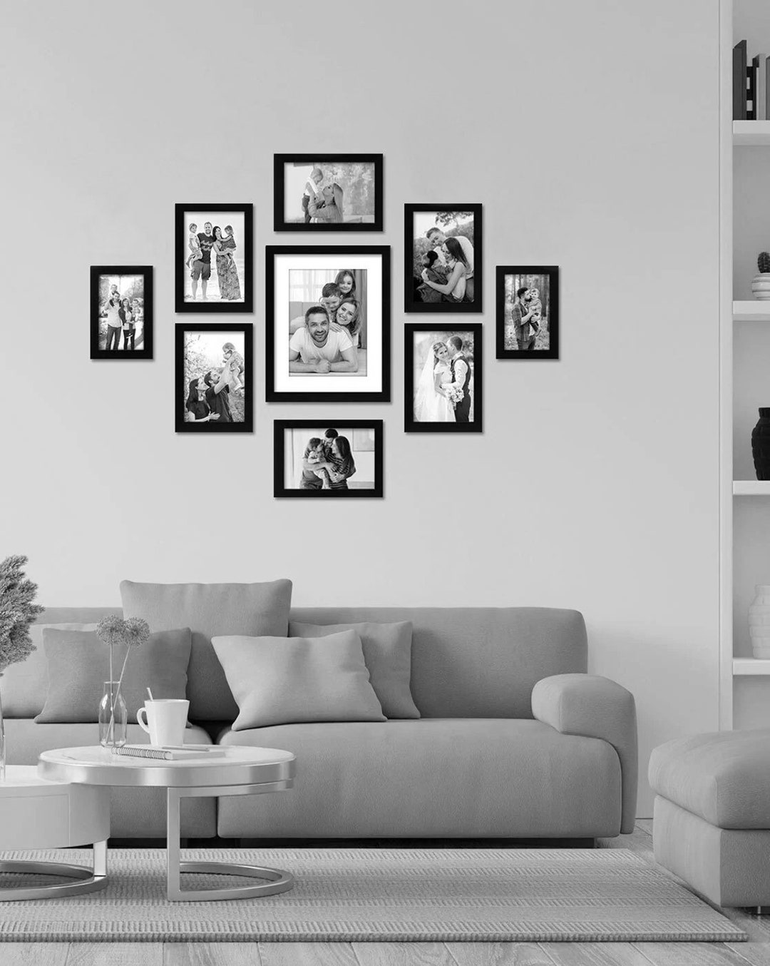 Gallery Wall Frame Set of 9 Picture Frames in Black Frames Personalized