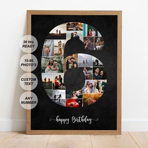 Customized 6th Anniversary Photo Collage: Personalized Gift for Couples, Birthdays, and Special Occasions