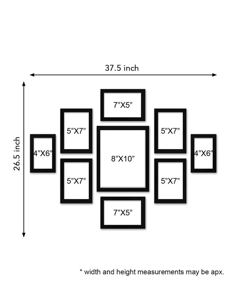 Gallery Wall Frame Set of 9 Picture Frames in Black Frames Personalized