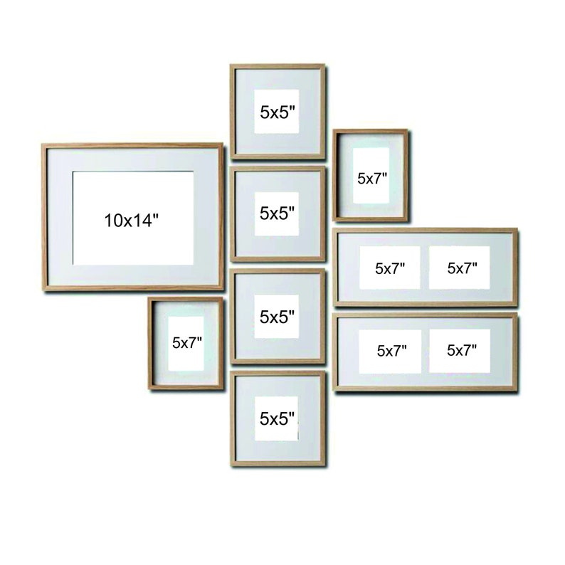 Oak Picture Frame Set Gallery Wall Frame Set of 9 Picture Frames in Oak