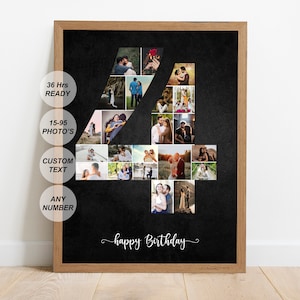 Regalo de 4.º aniversario para novio, regalo de 4.º aniversario, collage personalizado para 4.º aniversario, 4.º cumpleaños