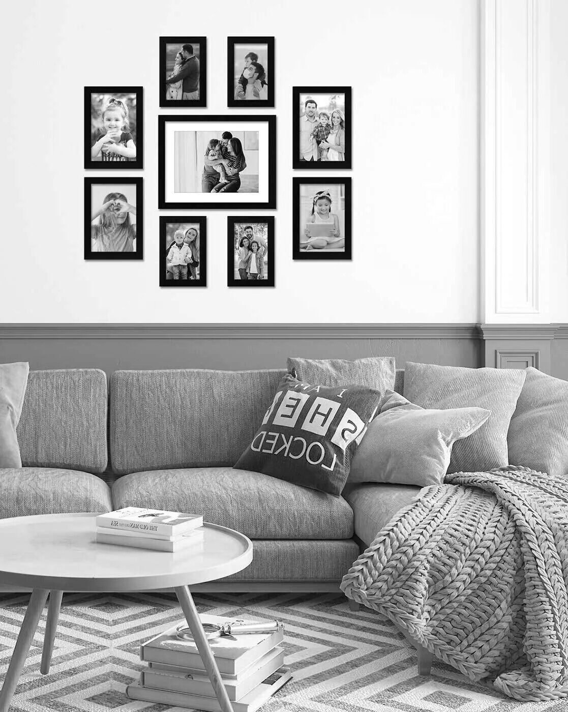 Photo Picture Wall Frame Set Gallery Modern 9 Photo Frames Etsy