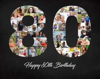 Custom 80th Birthday Gift for Dad 80th birthday Photo collage Gift Number 80 Photo Collage Gift For Birthday, Photo Birthday Decor