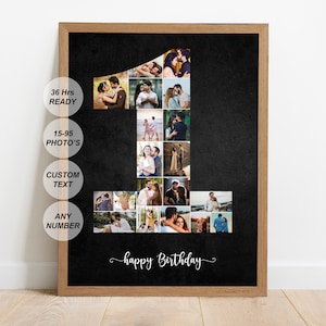 Collage personalizado del primer aniversario, regalo del primer aniversario, regalo personalizado para él, regalo para ella, collage de fotos del primer año