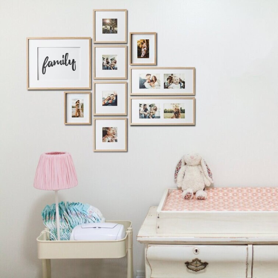 Oak Picture Frame Set Gallery Wall Frame Set of 9 Picture Frames in Oak