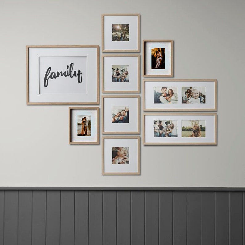 Oak Picture Frame Set Gallery Wall Frame Set of 9 Picture Frames in Oak