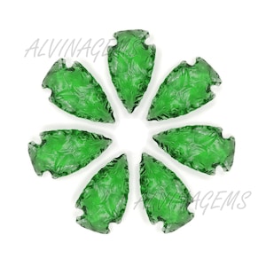 Beautiful Green Glass Arrowhead, Arrowhead Point, Arrowhead Pendant Stone, Gemstone Arrowhead, Green Arrowhead, Glass Arrowhead For Jewelry
