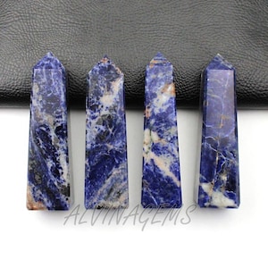 Sodalite Obelisk Tower Points, Sodalite Crystal Towers, Sodalite Wands, Heling Energy Tower, Spiritual & Meditation Crystal Home Decor