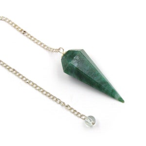 Green Jade Gemstone Pendulum, Green Jade Healing Crystal Pendulum, Metaphysical Crystal Pendulum, Dowsing Pointed Pendulum, Divination Tool