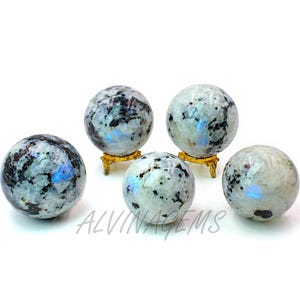 Moonstone Crystal Sphere, Metaphysical Healing Energy Crystal, Blue Flashy Moonstone Crystal Ball, Home Decor Crystal Gift For Her - 45-55mm