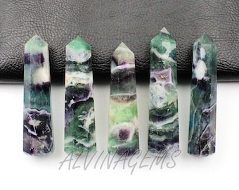 Punta de torre de cristal de fluorita múltiple, varita de obelisco de fluorita arcoíris, cristal curativo para concentración y protección, piedra decorativa para meditación de chakras.