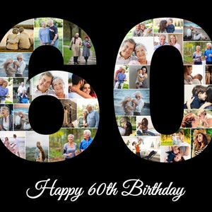 60th Birthday Gifts For Women 60th Birthday Gift For Men 60th Anniversary Gift 60th Birthday Ideas Mom 60th Birthday Gift Photo Collage Gift Black