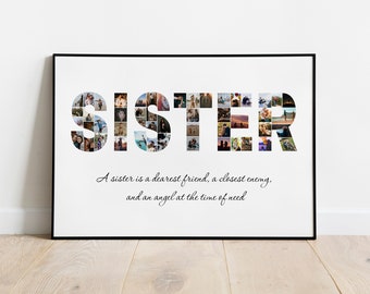 Custom Sisters Photo Collage, Personalized Picture Collage, Gifts For Sister, Unique Gifts For Sisters, Birthday Gift For Her