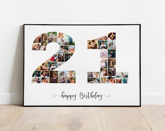 21歳の誕生日写真コラージュプリント / デジタルプリント / A4プリント / 彼へのプレゼント / 彼女へのプレゼント / 誕生日 / パーソナライズ / 特別な誕生日