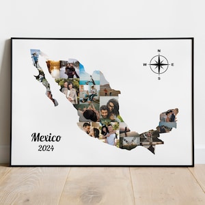 Mexiko Reisegeschenk, Mexiko Karte Fotocollage, Reisegeschenk, Mexiko druckbares Geschenk, Karte Fotocollage, Mexiko Collage, Mexiko Kunst Geschenk