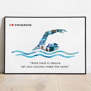 Swimming Custom Photo Collage, Swim Coach Gift, Personalized Gift for Swimmer, Printable Gift for Swimmer Friend, Sport Collage Gift