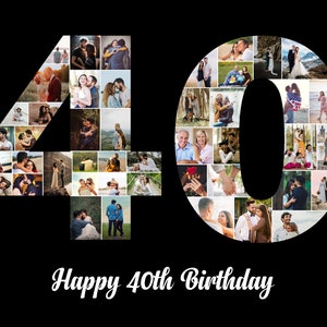 Collage fotografico per il 40° compleanno, regalo per il 40° anniversario, idea regalo personalizzata per lui, immagine artistica personalizzata per un'amica, FILE DIGITALE!