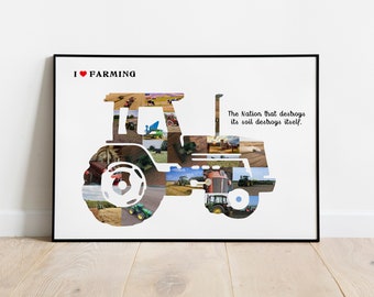 Tracteur Collage, Farming Lover Photo Collage, Printable Gift For Friend, Photo Collage, Photo Collage Gift, Custom Collage Photo Gift, Pdf