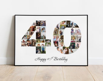 40th Birthday Collage, 40th Birthday Photo Collage, 40 Photo Collage, 40th Birthday Personalized, Custom Anniversary Date, Custom Collage