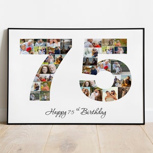 Presentes de aniversário de 75 anos para homens Presente de colagem de fotos personalizadas Presente de aniversário de 75 anos para mulheres Colagem de fotos de aniversário de 75 anos Presentes para o pai
