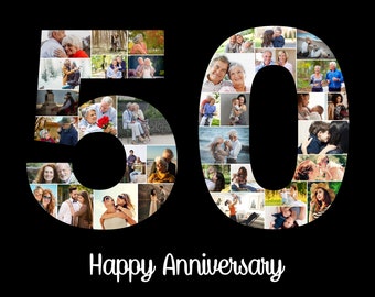 50th Wedding Anniversary Gift, 50th Birthday Decoration, Anniversary Gift for Wife, 50th Gift for women, 50th Birthday Gift, Photo Collage