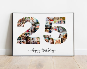 25th Birthday Gift For Her, Best Friend Birthday Gifts, 25th Birthday Sign, 25th Birthday Photo Collage, Gift For Him, Valentines Day Gift