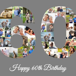 60th Birthday Gifts For Women 60th Birthday Gift For Men 60th Anniversary Gift 60th Birthday Ideas Mom 60th Birthday Gift Photo Collage Gift Gray