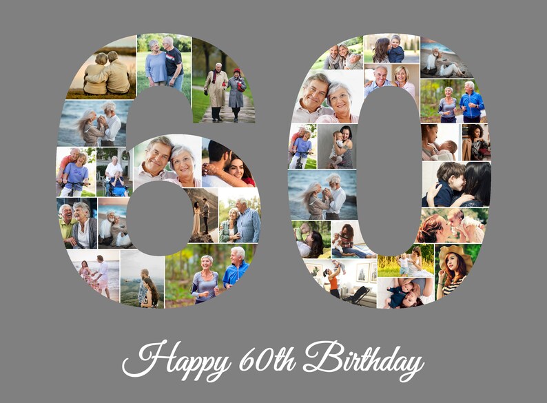 60th Birthday Gifts For Women 60th Birthday Gift For Men 60th Anniversary Gift 60th Birthday Ideas Mom 60th Birthday Gift Photo Collage Gift Gray