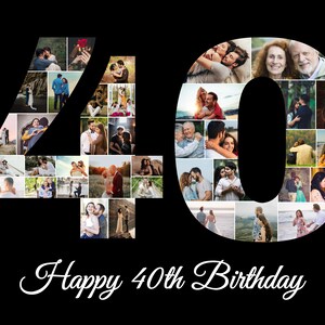 Collage de photos pour 40e anniversaire, cadeau d'anniversaire numéro 40, idée cadeau personnalisée pour lui, image d'art personnalisée pour petite amie, fichier numérique !