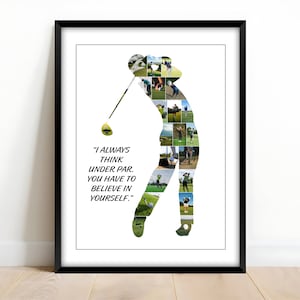 Printable Golf Gift Ideas for man - Personalized Golf Coach Gift - Golfer Photo Collage - Golf Picture Collage Birthday Gift for Him