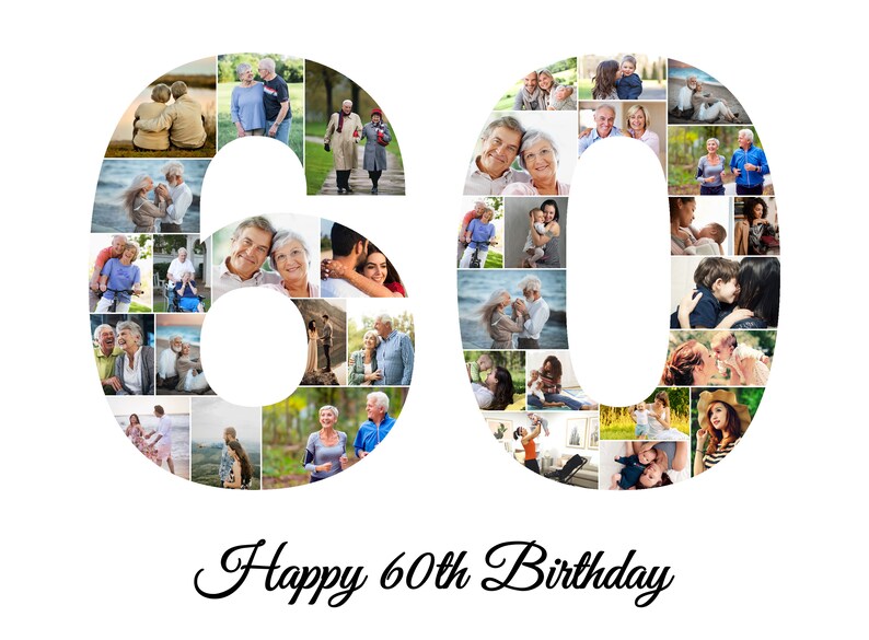 60th Birthday Gifts For Women 60th Birthday Gift For Men 60th Anniversary Gift 60th Birthday Ideas Mom 60th Birthday Gift Photo Collage Gift White